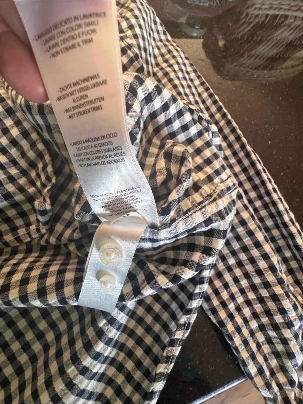 Peter Werth Men's Navy and White Gingham Button-Down Shirt